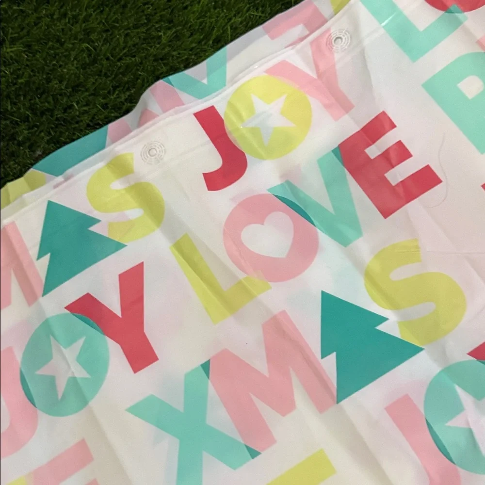 Plastic Shower Curtain - Peace Love Joy - Christmas